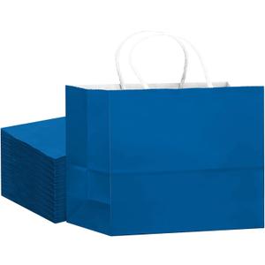 qiqee 24PCS Large Gift Bag with Handles Bulk 13"x4.5"x10" Gift Bags Cyan Bags Multiple Uses (32x11x25cm,Wide Large)