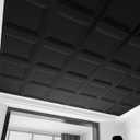 Art3d 12-Pack Square Black Drop Ceiling Tile 2ft x 2ft, PVC Ceiling Panel 24 x 24in