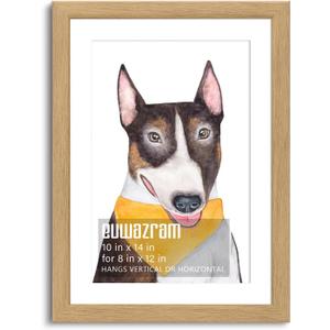 Rustic Oak 10x14 Frame - Single Frame, 10 x 14 Poster Frame with Mat for 8x12, Picture Frames for Artwork, Puzzles, Photos and Movie Posters
