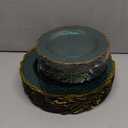 Pryntono 95 PCS Green Stone Texture Plastic Plates, Disposable Plates with Gold Rim, Heavy-duty Clear Plastic Plate Include 10" Dinner and 7" Salad Plate for Party and Wedding