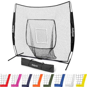 GoSports 7x7 ft Baseball & Softball Nets, Batting & Pitching Net with Strike Zone (7 ft x 7 ft, Black)