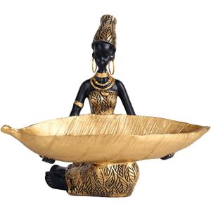 African Woman Resin Statue-Gold Statues for Home Decor Accents