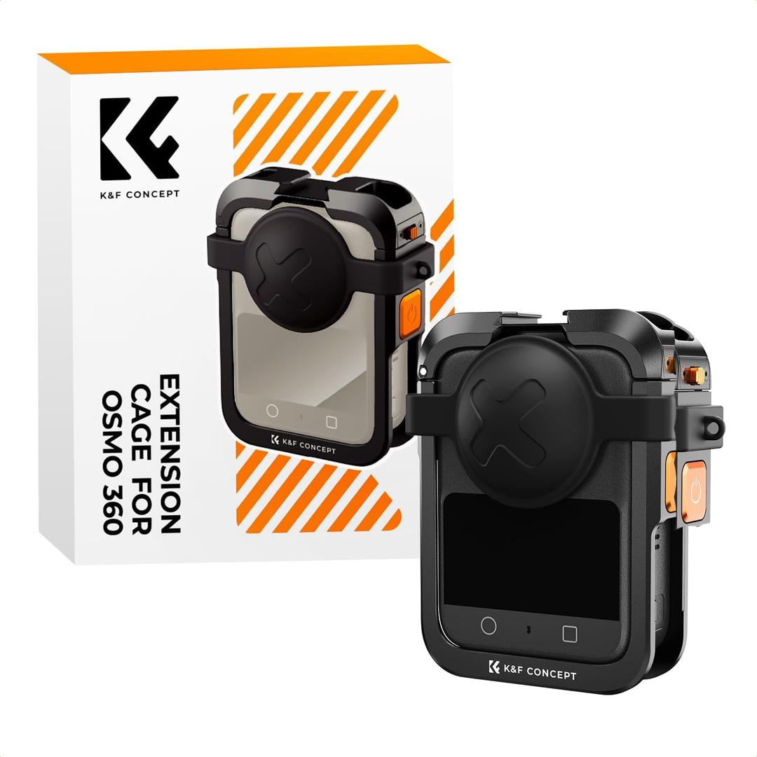 2 x K&F CONCEPT Metal Camera Cage Compatible with DJI Osmo 360 Accessories, Aluminum Alloy Protective Case | with Silicone Lens Cover | Expansion Frame with 2 Cold Shoe Mount | Built-in Charging Contact