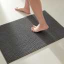 TYUU Bathroom Rugs Non Slip Washable, Super Absorbent Thin Bath Mat Small Quick Dry Low Pile Bathroom Rug, Dark Grey 20"x30"