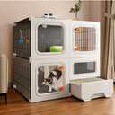 Cat Cage Cat Enclosure with Litter Box, Cat Playpen Detachable Metal, Cat Cage Indoor and Outdoor, Ferret Cage, Rabbit Cage