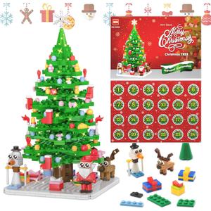 Advent Calendar 2025, 24 Days Christmas Countdown Calendar Christmas Tree Building Blocks Set, Christmas Gifts for Adults, Teens, Kids