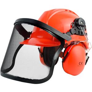 Chainsaw Helmet with Face and Ear Muffs, Forestry Safety Helmet for Mowing, Trimming, Yard Work, Landscaping, Construction and Weed Whacking