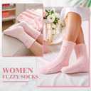 Shyyween 5 Pairs Women Bow Fuzzy Socks Fluffy Cozy Slipper Socks for Sleeping Coquette Bow Birthday Gifts