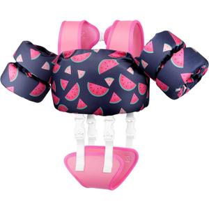 Vvinca Toddler Swim Vest for Kids 13-30lbs Boys Girls Puddle Kids Jumper Toddlers Pool Floaties Jacket with Adjustable Crotch Strap Sleeves Shoulder for 1 2 3 Years Old Baby Infant Learn to Swimming