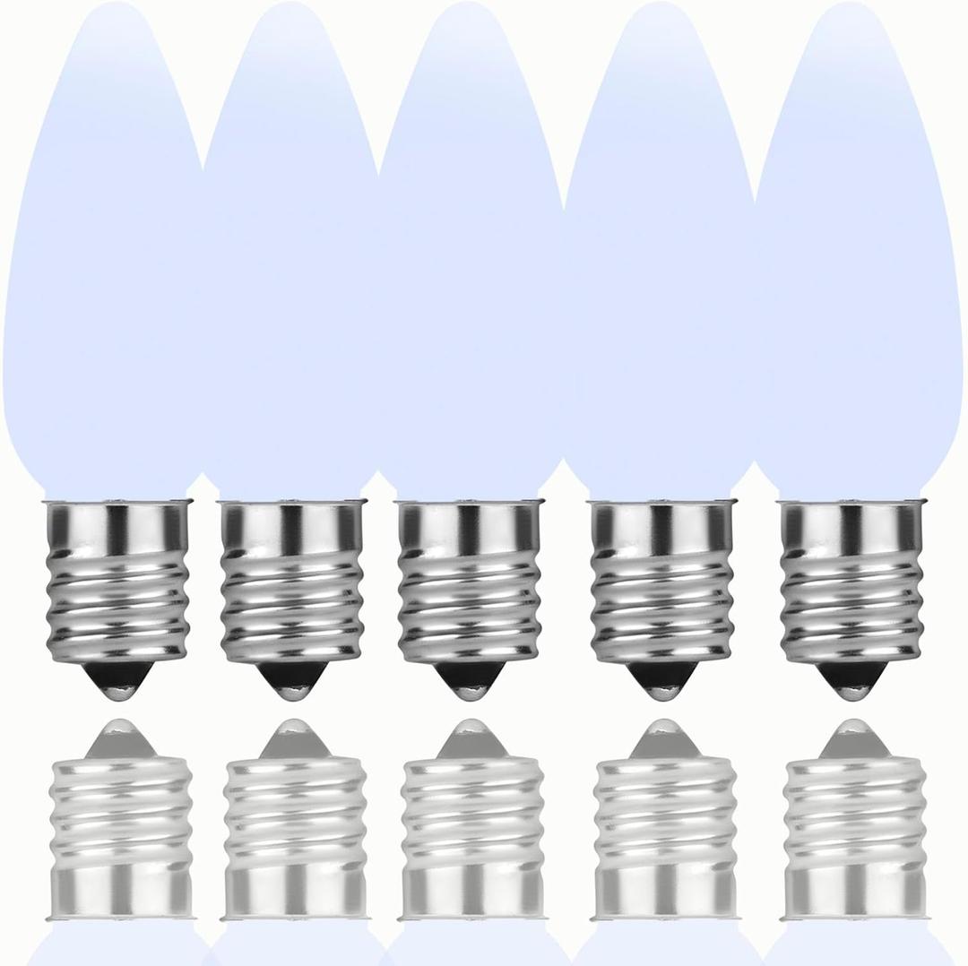 25 Pack C9 LED Bulb Christmas Replacement LightsDimmable Christmas Lights Bulbs, Smooth SMD LED Light Christmas Bulbs Replacement, Shatterproof LED Light Bulbs, E17 Base, Cool White