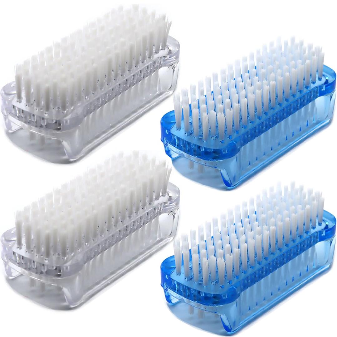 Nail Brushes for Cleaning Fingernails Nail Scrubber Brush Plastic DoubleSided Fingernail Cleaning Brush for Home, Office, Kitchen, Travel, and Gardening for Deep Cleaning(4 Pack）