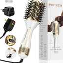 PRITECH 1000W Dual Voltage Ceramic Ionic Hair Dryer Brush,4-in-1 Hot Air Styler & One Step Volumizer for Straight & Curly Hair Salon (110-120V/220-240V),Platinum