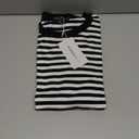 MEROKEETY Women's 2026 Summer Short Sleeve Tops Casual Colourful Striped Crewneck Loose Work T Shirts Blouses, Blackwhite, S