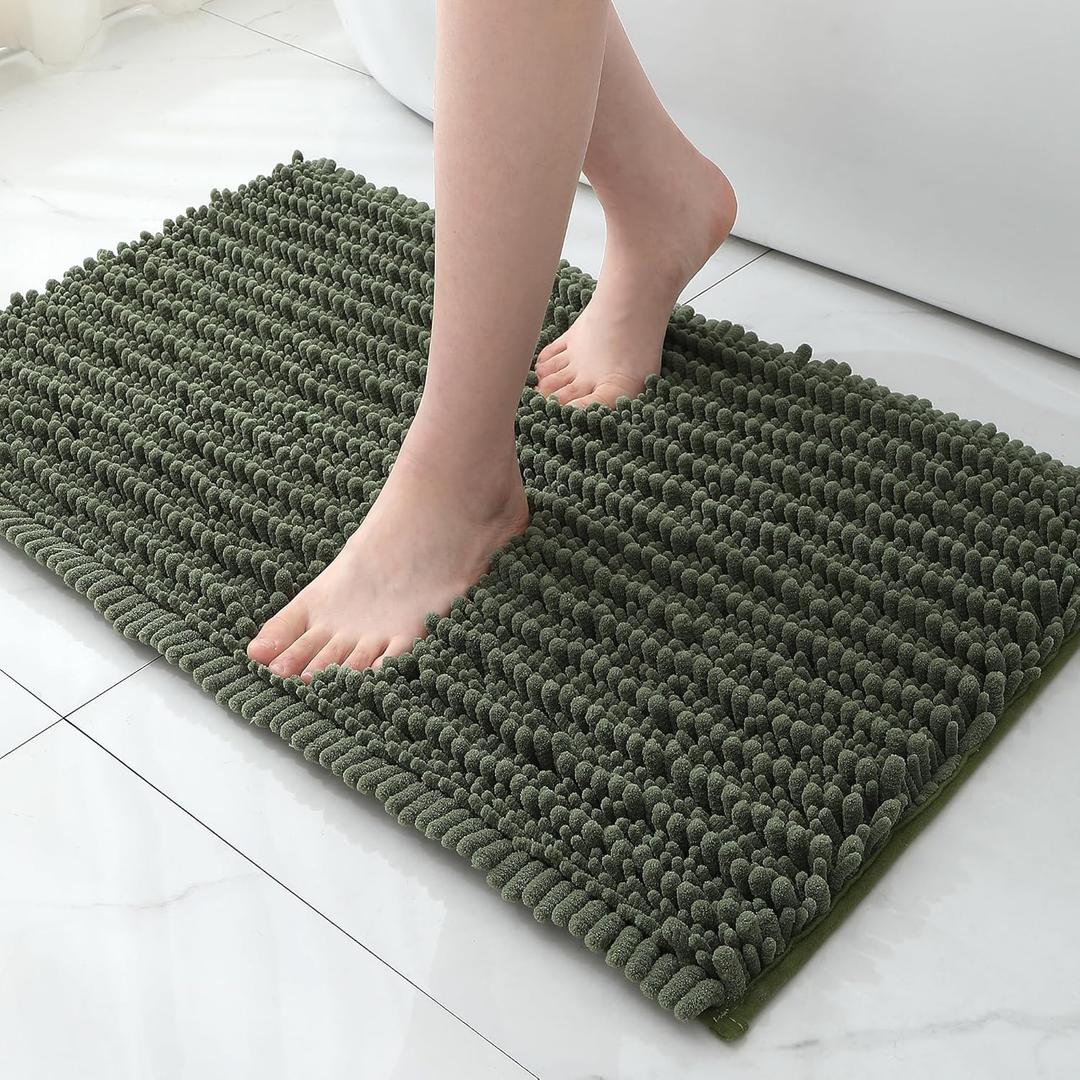 FLOLEOPA Soft Plush Microfiber Bathroom Rugs, Absorbent Bath Rugs Non Skid Machine Wash Dry Bath Mats for Tub,Shower and Bath Room Floor Mats(Loden,24x39 inches)