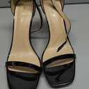 Elisabet Tang Women's 4.3 Inch Platform High Heeled Sandals Strappy Stiletto Open Square Toe Heel with Ankle Strap at Wedding Party Prom Work Dating (10, Black)