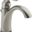 Delta Faucet Lahara Single Hole Bathroom Faucet with Touchless Technology, Brushed Nickel Bathroom Sink Faucet, Single Handle Bathroom Faucet, Bath Faucet, Push Pop-Up Drain, Stainless 538T-SS-DST