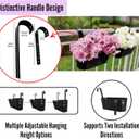 LaLaGreen Rail Planter (17 Inch, 3 Pack) Black Fence Garden Decorations Style Railing Flower Boxes Patio Decor Apartment Balcony Outdoor Hanging Metal Plants Planters Pots Holder Hooks