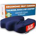 5 STARS UNITED Seat Cushion - Memory Foam Chair Cushion for Tailbone Pain Relief - Ergonomic Support for Coccyx, Sciatica & Butt - Office, Desk & Gaming Chair, Car Seat, Wheelchair, Airplane, Blue