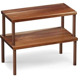 VERTORGAN Cabinet Organizer Shelf(Set of 2),Kitchen Counter Shelves,Acacia Wood Spice Rack Countertop and Cabinet,Stackable Expandable,Large