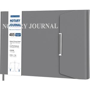 HAUTOCO Notary Journal Log Book Hardcover Notary Book with 485 Record Entries, 200 Numbered Pages, Privacy Guard, 10.6'' X 7.3'' Horizontal Public Journal Record Book for Notarial Acts, Gray
