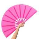 Blulu 4 Pcs Large Folding Fans Bulk with 4 Fan Sleeves, Chinese Kung Fu Hand Clack Rave Fans for Line Dancing, Festival, Party Decor and Performance(Classic Style,Rose Red,13 Inch)