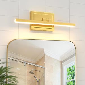 VOLISUN Bathroom Vanity Light 15.7 inch, 12W Dimmable 5CCT Led Bathroom Light Fixture Over Mirror, Gold Bar Vanity Light for Bathrooms-ETL Certificated