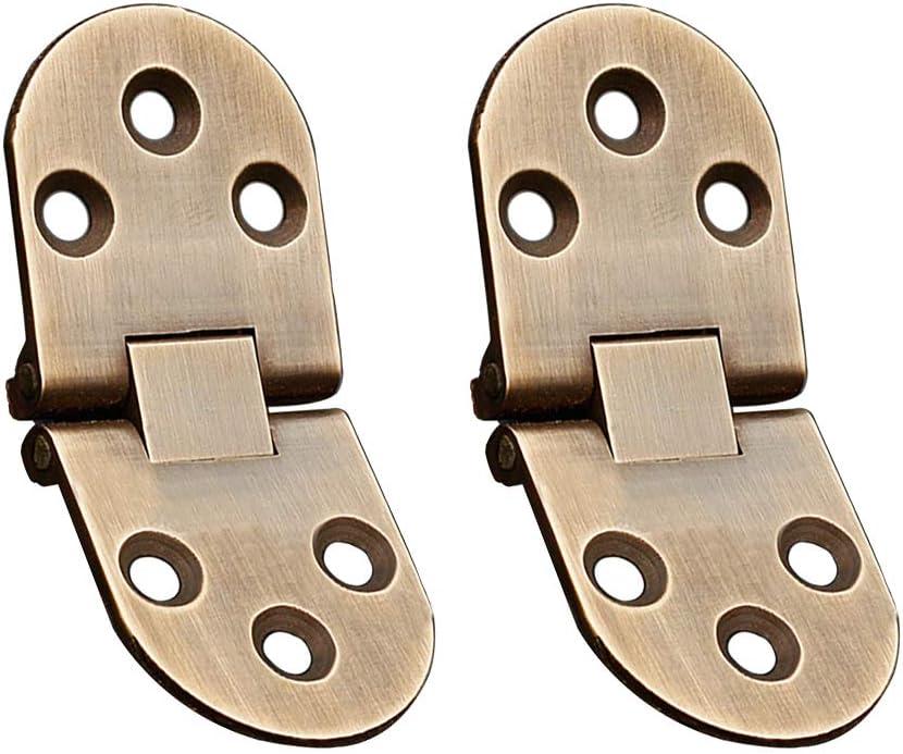 2Pcs Antique Brass Sewing Machine Table Folding Flip Top Hinges 180 Degree Heavy Duty Hinge for Folding Furniture (Antique Bronze)