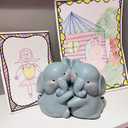 HINUGO Cute Elephant Bookends Decoration, Book Ends for Heavy Books, Book Holders for Shelves in Home Office Childrens Rooms Desk Bookshelf, Great Christmas Birthday Gift