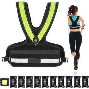 Weighted Vest for Women, Sport Running Weighted Vest with Reflective Strips and LED Flashing Sash, 2-10 lbs Weight Vest for Strength Training and Workout