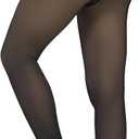 Fleece Lined Tights Women, Fake Translucent Thermal Winter Leggings, Warm Thick Pantyhose for Cold Winter., Medium