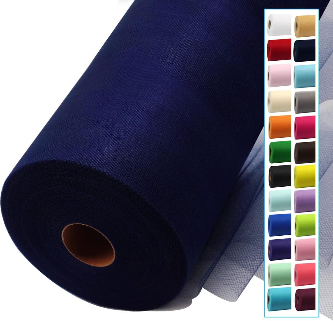 Navy Blue Tulle Fabric Rolls 54 Inch by 40 Yards Tulle Bolt Spool for Wedding Decorations DIY Tutu Baby Shower Table Skirt Ceiling Decor Birthday Party Craft Supplies