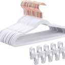 Tonswachic 14 Inch Velvet Kids Hangers 30 Pack - Ultra Durable Non Slip Felt Hanger for Big Kids & Preteens- Slim Space-Saving Children's Closet Hangers for Heavy Clothes with 10 Hanger Clips - White