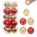 Christmas Ball Set, 16pcs 3.15'' Red and Gold Shatterproof Ornaments for Xmas Tree Traditional Decoration Hanging Baubles for Home Decor