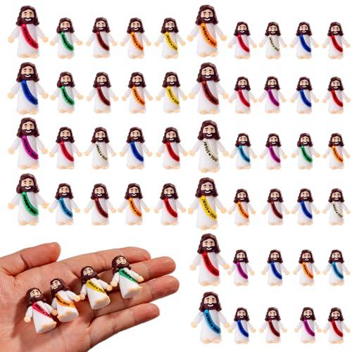 Faunamancy 100 Pcs Little Jesus Figurines Bulk Multicolor,Jesus Loves You Figures and Mini Jesus Figurines to Hide and Seek,Religious Gifts for Easter Egg Stuffers and Christmas Stocking Stuffers