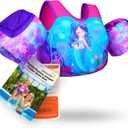 AEOCOO Puddle Float Jumper  Toddler Swim Vest Pool Floats with Swimming Arm Floaties Swim Jacket & Water Wings for Kids Swimmies, Boys, Girls, Nios, Mermaid, L, Fit 30-66 lbs, 2-7 Years