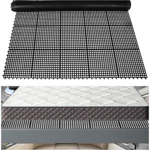 Plastic Ventilated Mattress Underlay Pad for RV Boat Camper - 83" L x 59" W Interlocking Modular Design, Breathable Mesh RV Under Mattress Ventilation Air-Flow (Black)