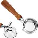 DIBTSA 58mm Portafilter Compatible with Gaggia, Double Spouts 2 Ears, with 304 Stainless Steel Reusable Filter Basket and Wood Handle, Espresso Machine Replacement Parts