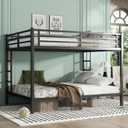 Bellemave Metal Queen Over Queen Bunk Beds for Adults,Heavy Duty Adult Bunk Bed Frame with 2 Ladders,Queen Size,Noise-Free,Black