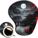 Ergonomic Mouse Pad with Wrist Rest,Gaming Mouse Pad with Wrist Support,Funny Mouse Pads for Desk,Computer Mousepad with Non-Slip Pain Relief PU Base,Cute Office Desk Accessories,Full Moon