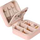 2 x Mini Jewelry Travel Box, Italian Velvet Travel Jewelry Storage Box, Small Portable Jewelry Storage Rack, Jewelry Box with Mirror Beads, Women's Travel Jewelry Box, Gift Box (with Mirror)