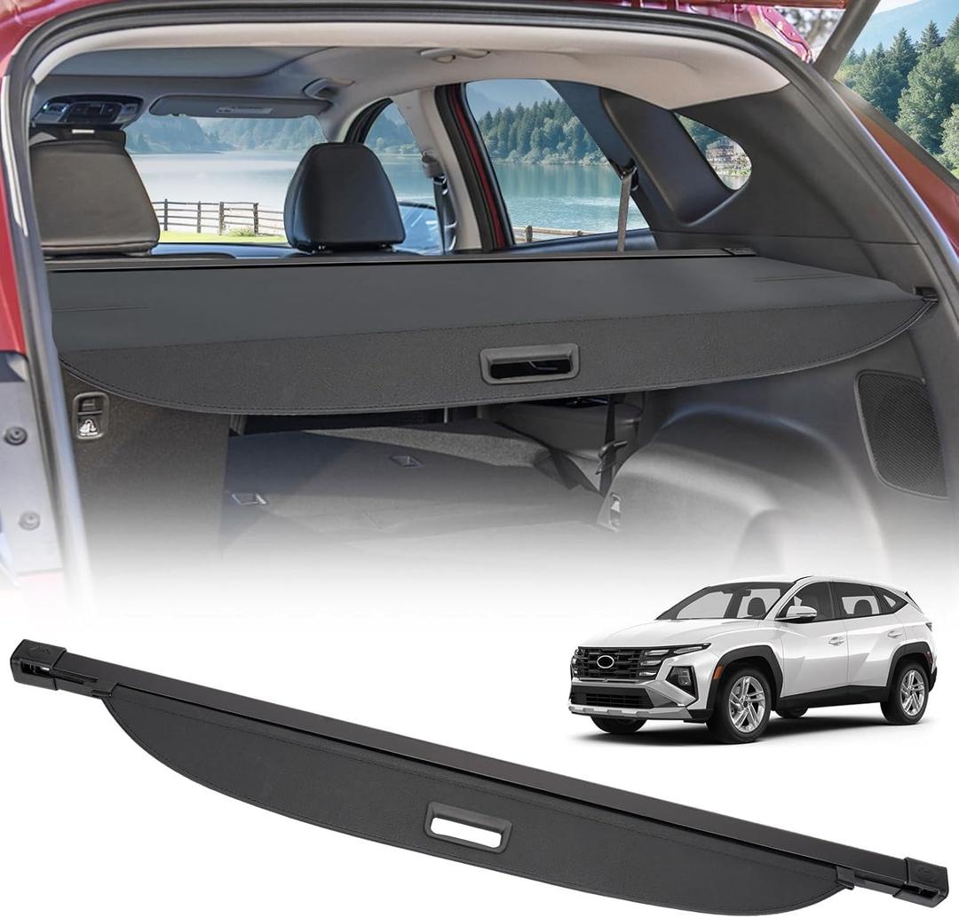 Cargo Cover for Hyundai Tucson Hybrid 2022 2023-2025 Retractable Rear Trunk Security Cover Shield Shade Accessories No Drilling Required (Not for Other Hyundai Models) (Black)