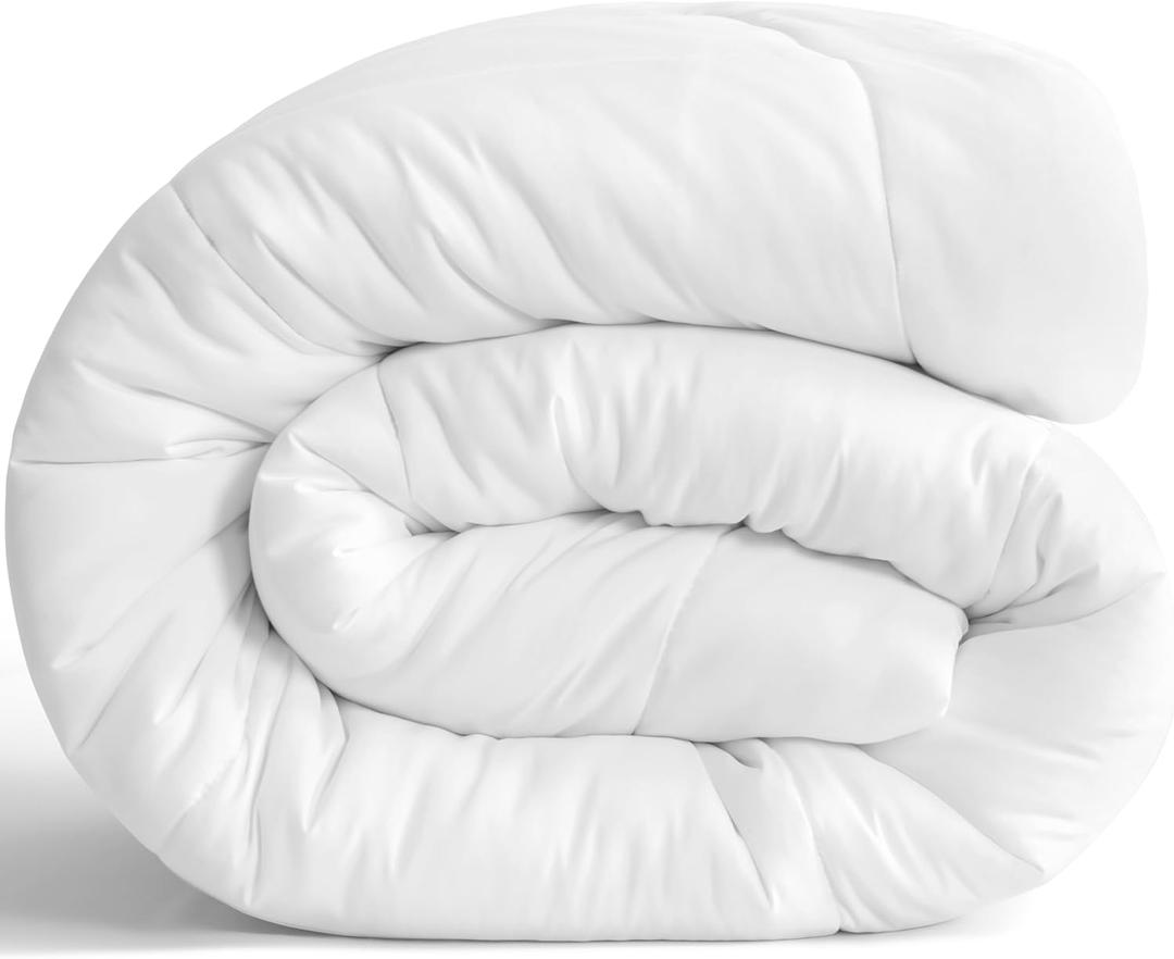 NTBAY Twin Comforter - Down Alternative Duvet Insert, All Season Bedding Quilted with Corner Tabs, Machine Washable, Soft Comforter Only, White (Twin(68x90 Inch) Pack of 1)