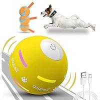 OULUXYLS Dog Balls,The 3rd Generation Interactive Toys for Puppy/Small/Medium/Large Dogs,Improved Dog Rolling Effect Tennis Ball with Strap, Tough Motion Activated Automatic Moving Dog Toys (Yellow)