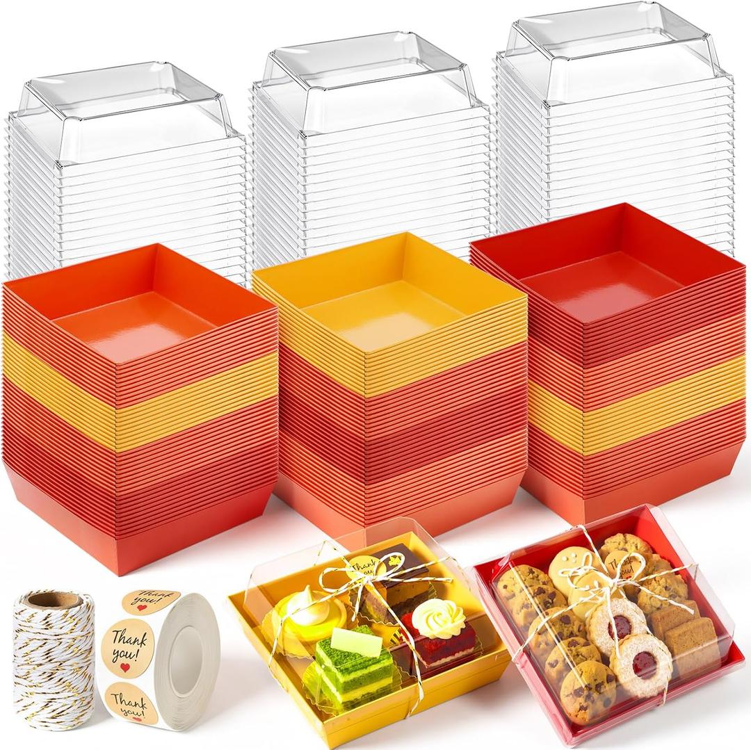 120 Pack Fall Small Charcuterie Boxes with Lid, Autumn, Colors, 5.3 x 4.9 x 2.5 inches