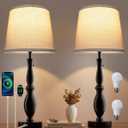 EppieBasic Table Lamps for Living Room Set of 2, Farmhouse Lamp for Bedroom 22" with 3 Dimmable Ways, USB-C+A Charging Ports Nightstand Lamps, Bulbs Included
