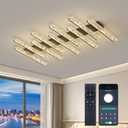 Modern LED Ceiling Light Dimmable Chandelier Fixtures with Remote Close to Ceiling Light 3120LM 120W Ceiling Lamp for Living Room,Bedroom,Kitchen, Black 43.3Inch 9-Light