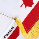 3 x WXTWK 3 X 5 Inch Canada Flag Canadian Window Hanging Flag Small Mini Car Flags Banners Rearview Mirror Decoration With Suction Cup Golden Fringy Banner
