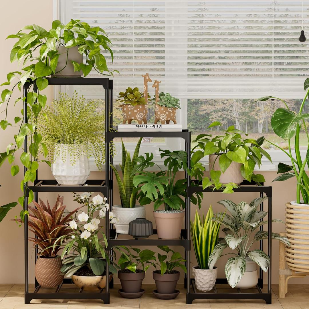 Plant Stand Indoor Plant Shelf Outdoor Metal Plant Rack for Multiple Plants 7 Pots Ladder Plant Pot Holder for Living Room Patio Garden Home Decor