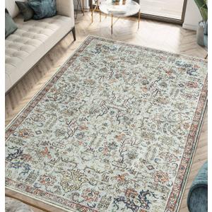 Keen Home Design 3x5 Rug - Machine Washable Entry Rug with Non-Slip Backing, Ideal for Enteryway, Kitchen, Bathroom, Laundry Room - Vintage, Easy Clean, Durable, Low Pile Rug - (3' x 5') (Multi Color / Beige)