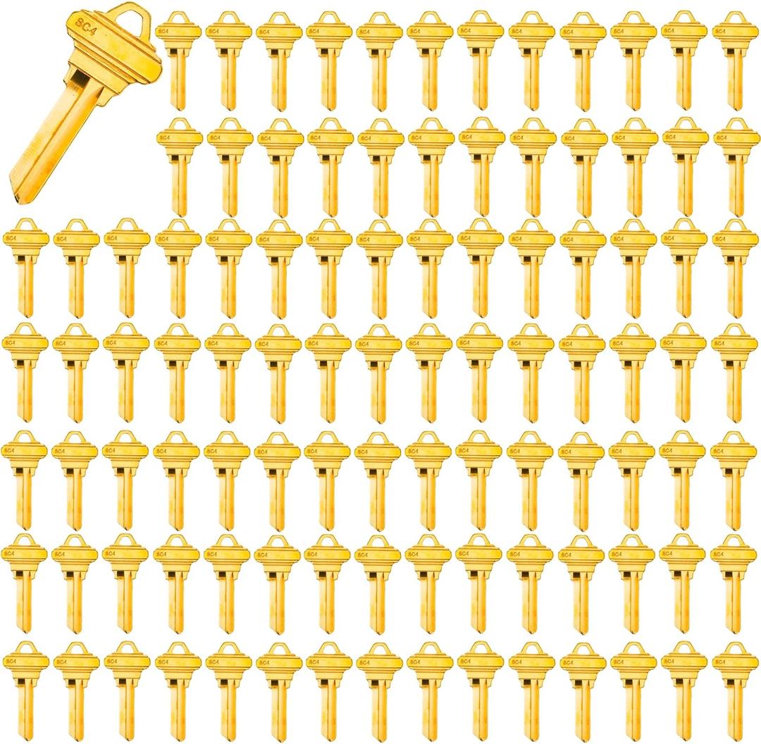 Brass Finish Uncut Key Blanks, SC4 (6SH1) Blank Keys, SC4 Key Blanks 6 Pin (100-Pack)